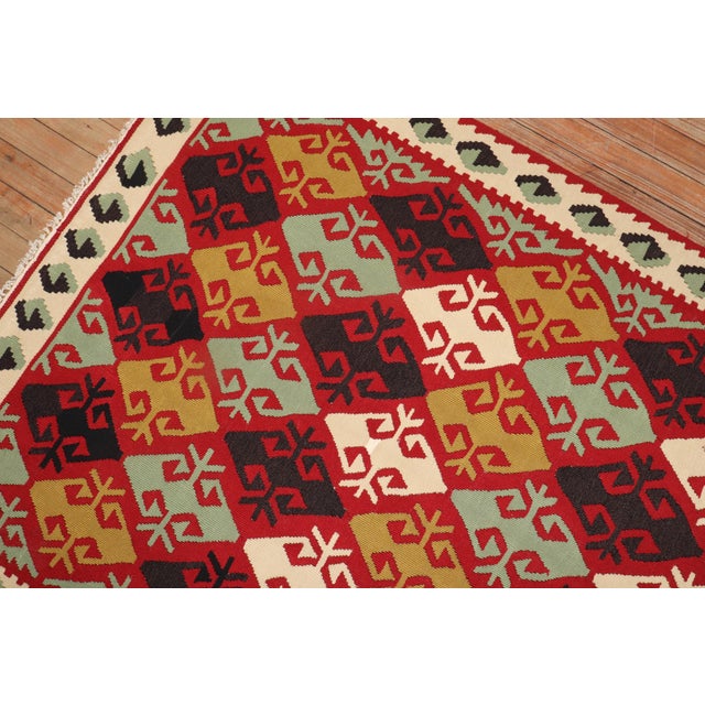 Mid 20th Century Mid 20th Century Geometric Turkish Kilim - 3'6" x 5'6" For Sale - Image 5 of 18