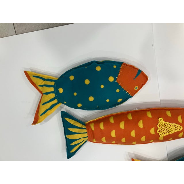 Boho Chic 1990s Set of 3 Fish Pillows For Sale - Image 3 of 9