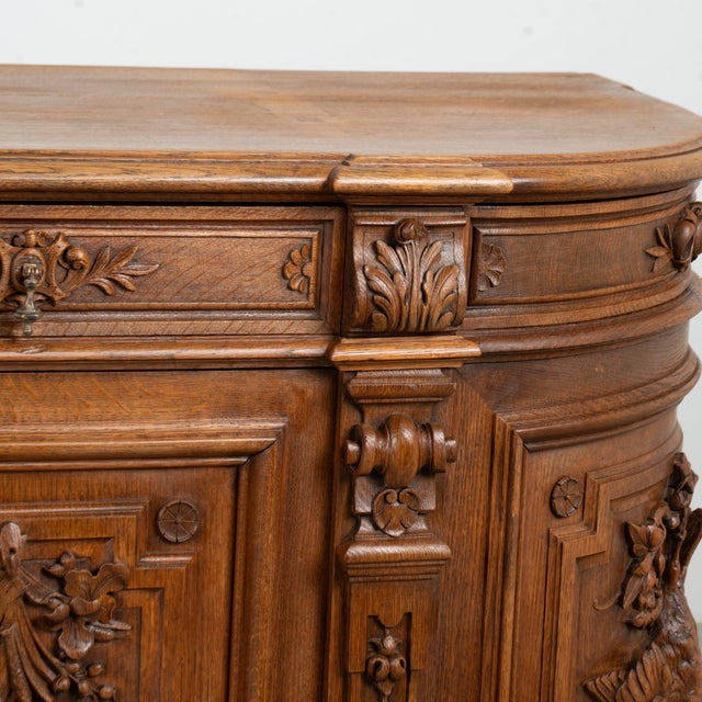 Brown 19th Century French Oak Carved Large Buffet Sideboard For Sale - Image 8 of 14