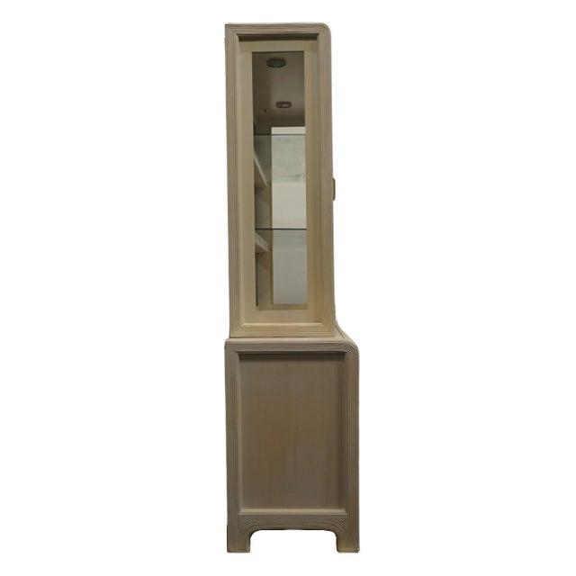 American Drew Bleached Wood Coastal Contemporary Style 64" Buffet W. Lighted Display China Cabinet 55-801 / 55-820 For Sale - Image 12 of 12