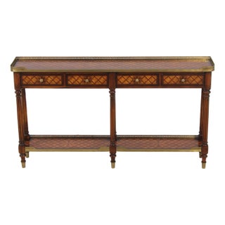Theodore Alexander Burl Lattice Parquetry Console Table For Sale