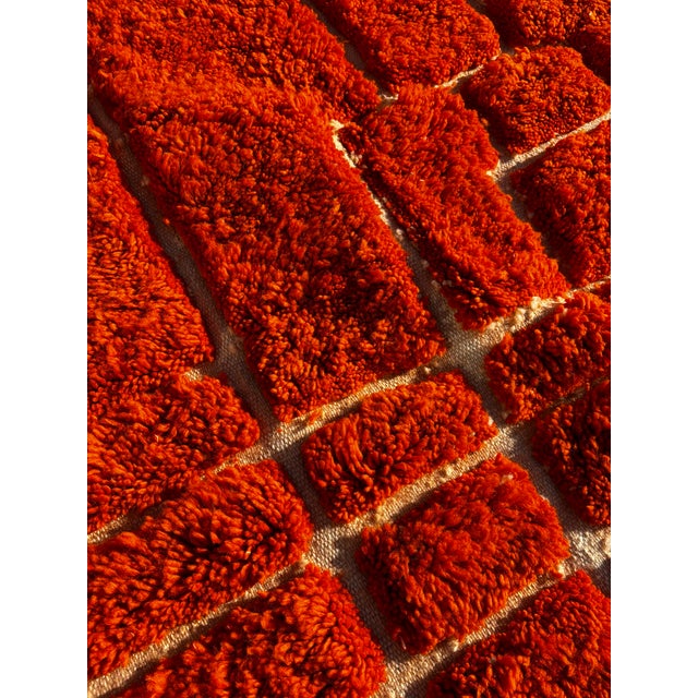 Handmade Moroccan Mrirt Rug – Burnt Orange Wool Rug – Modern Textured Carpet For Sale - Image 6 of 10