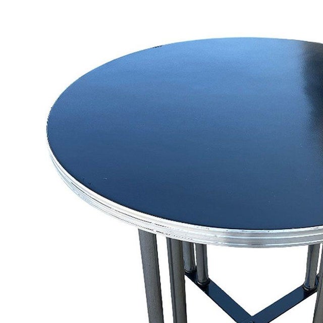 1930s Streamline Art Deco Chrome Round Side Smokers Table For Sale - Image 4 of 6