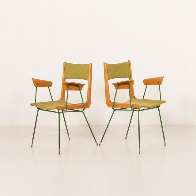 Mid-Century Modern Boomerang Chair attributed to Carlo De Carli, Italy, 1950s, Set of 2 For Sale - Image 3 of 16