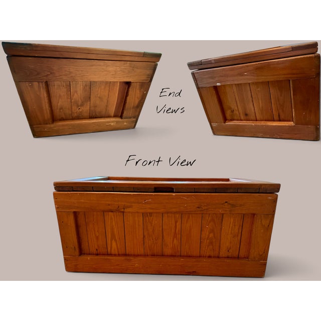 Brown Vintage Pine Storage Chest-Blanket-Trunk-Coffee Table-Rustic Cargo Crate-1980s For Sale - Image 8 of 11