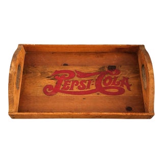 Vintage Pepsi-Cola Wooden Serving Tray, Hand-Painted Americana Advertising Piece, Fourth of July, Independence Day For Sale
