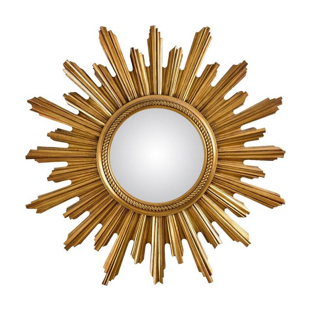 1960s Mid-Century Convex Gilt Sunburst Mirror, 1960s For Sale - Image 5 of 5