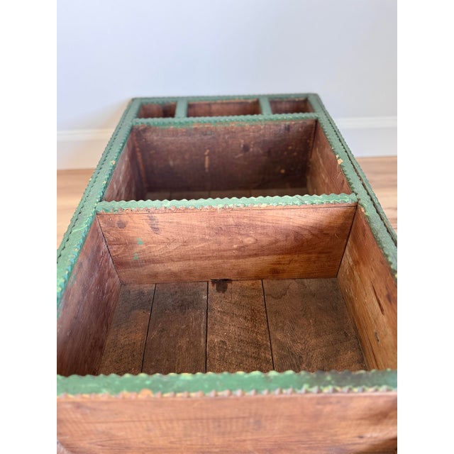 Antique Tramp Art Green Painted Pyramid Carved Étagère Display Cabinet For Sale - Image 11 of 16