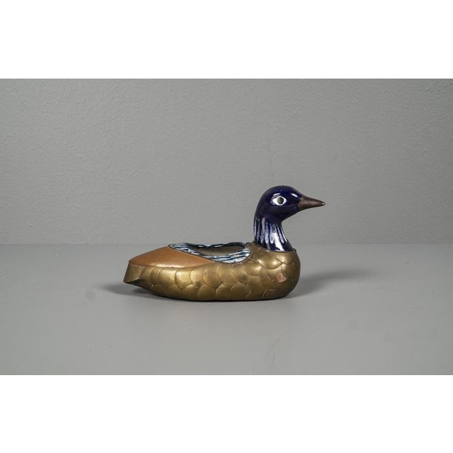 Egyptian Duck With Ceramic, Brass and Enamel Bowl, 1970s For Sale - Image 11 of 12