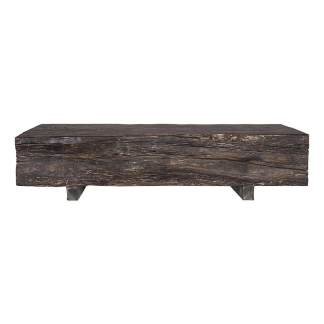 Patina Finish Lychee Wood Coffee Table For Sale