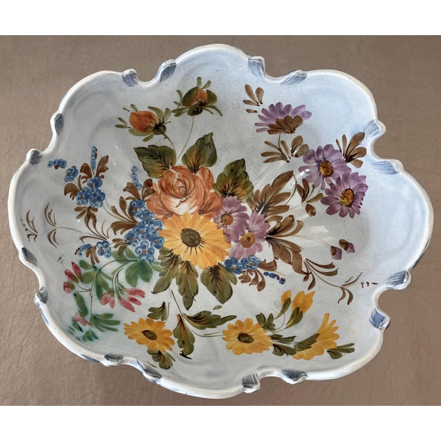 Mid 20th-Century Monteith-Style Earthenware Crenellated Rim Footed Compote For Sale - Image 12 of 18