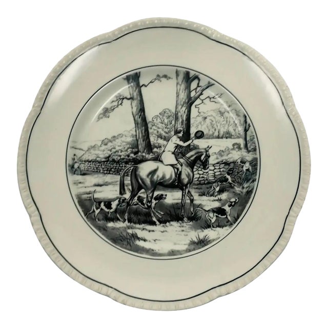 English Porcelain Plate or Wall Art With Horse Scence For Sale