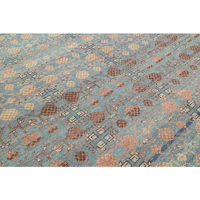 Modern Tabriz Style Wool Area Rug – Faded Teal, Terracotta & Ochre Traditional For Sale - Image 10 of 13
