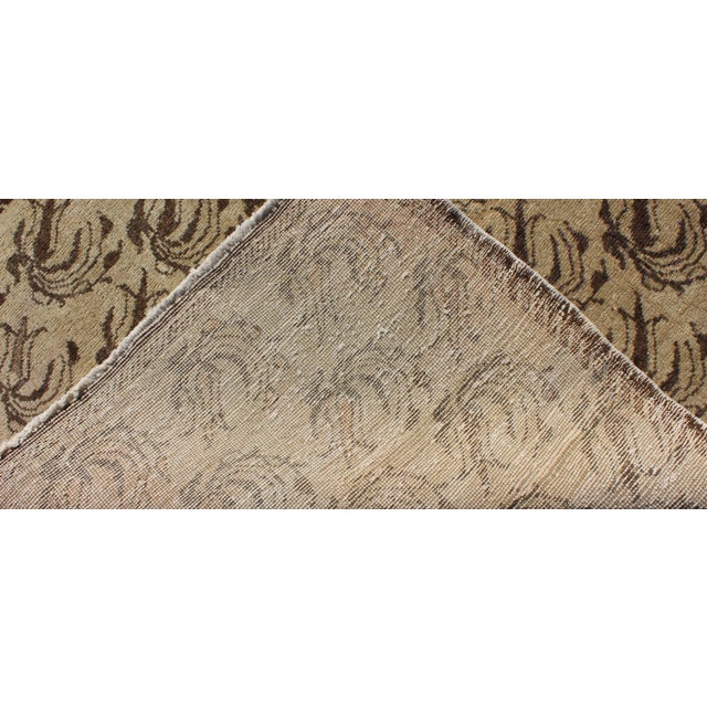 Vintage Turkish Oushak Rug With Repeating Botanical Motif in Taupe, Dark Brown For Sale In Atlanta - Image 6 of 7