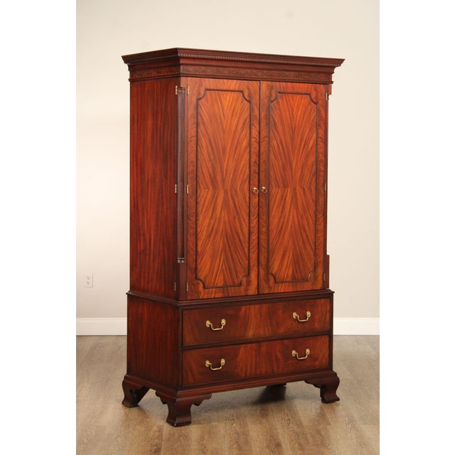 High Quality American Made Mahogany TV Armoire or Entertainment Center with Pair of Doors Over Pair of Dovetailed Drawers....
