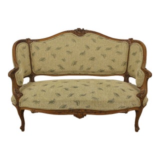 French Louis XV Style Carved Walnut Vintage Loveseat For Sale
