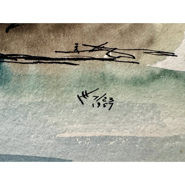 1950s Henry Emil Salloch Original Watercolor on Paper Cap Bon Ami-Gaspé. Quebec, Canada. 1957 For Sale - Image 5 of 7