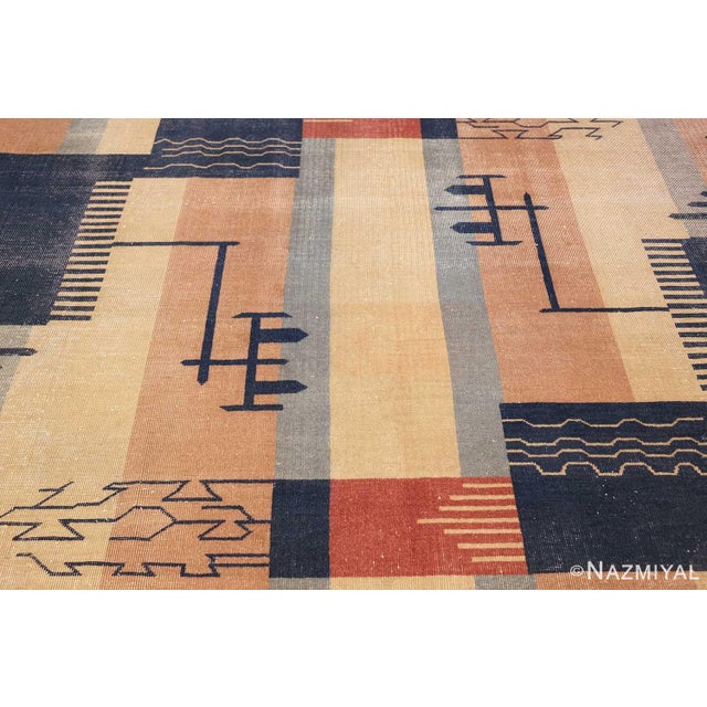 Nazmiyal Collection Vintage Indian Shabby Chic Art Deco Rug For Sale - Image 9 of 9
