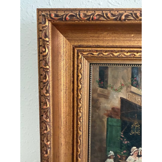 Antique 19th Century French Oil Painting Genre Scene Figures Village Tavern Art For Sale - Image 4 of 13
