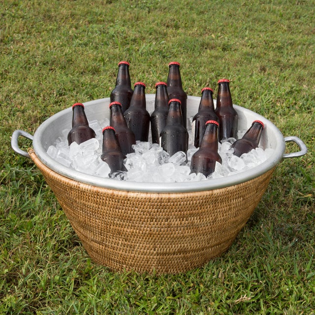 2020s Artifacts Rattan Aluminum Ice Tub 22.5"x 12" For Sale - Image 5 of 6