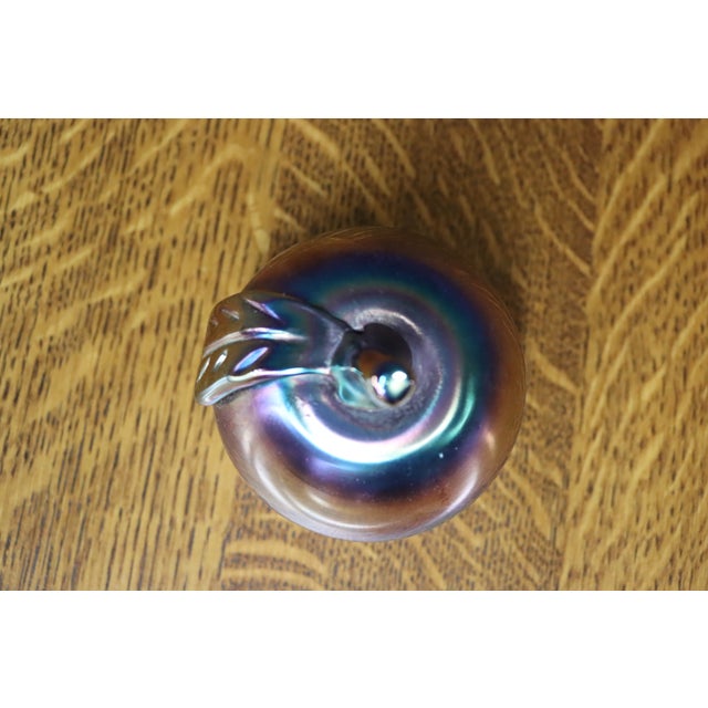 Glass Sea Glasbruk Swedish Iridescent Art Glass Apple Paperweight For Sale - Image 7 of 8