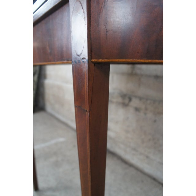 18th Century Antique Sheraton Mahogany Inlaid Octagonal Flip Top Game Card Tea Console Table For Sale - Image 11 of 12