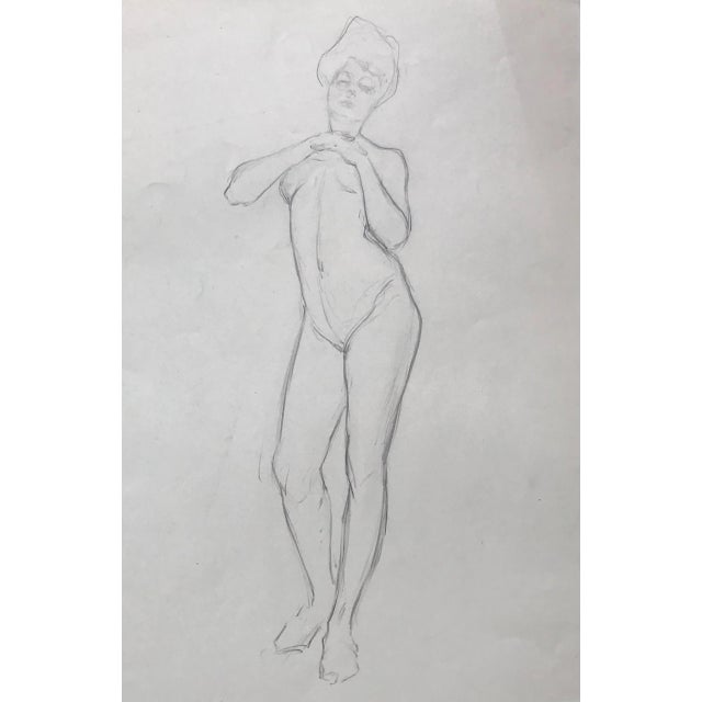 Figurative Original Vintage Art Nouveau Nude Figural Drawing by Charles Sheldon For Sale - Image 3 of 6