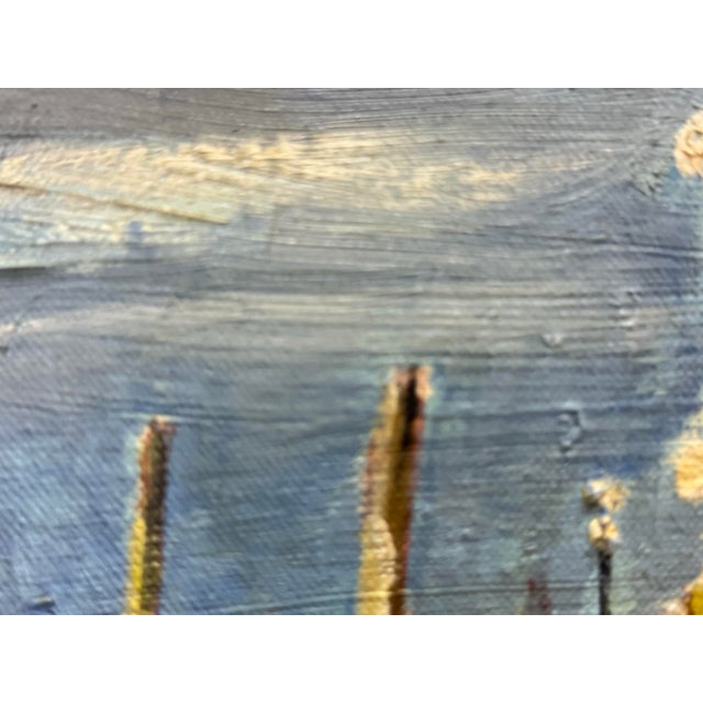 Mid 20th Century Vintage Midcentury Harbor Scene Oil on Canvas For Sale - Image 5 of 7