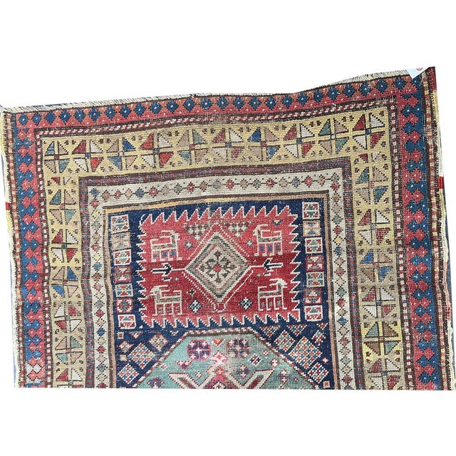 Textile 19th Century Tribal Caucasian Kazak Runner Rug For Sale - Image 7 of 10