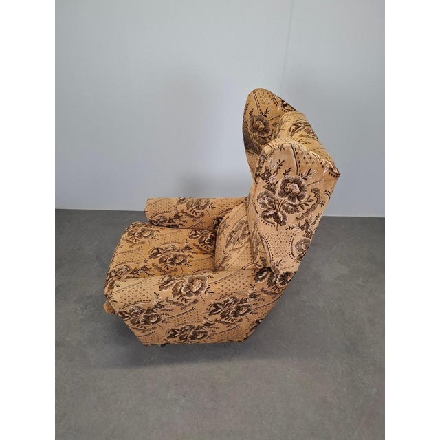 Brown Mid-Century Czech Plush Wingback Recliner Chair, 1970s For Sale - Image 8 of 18