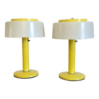 Pair 1970s Yellow Mobilite, Inc. Light Table Lamps For Sale