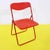Red Plastic Folding Chair with Metal Frame For Sale - Image 9 of 9