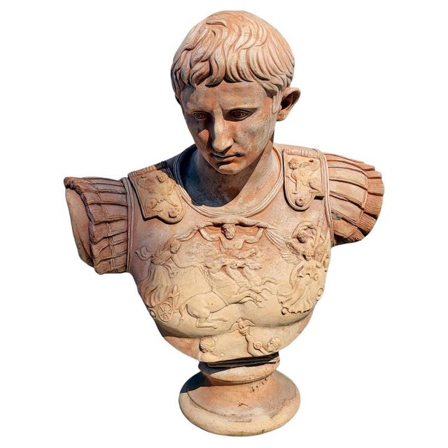 Bust of Caesar Octavian Augustus, Terracotta For Sale - Image 6 of 6