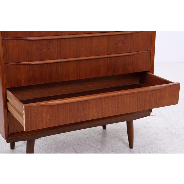 Mid-Century Danish Teak Tallboy For Sale - Image 9 of 13