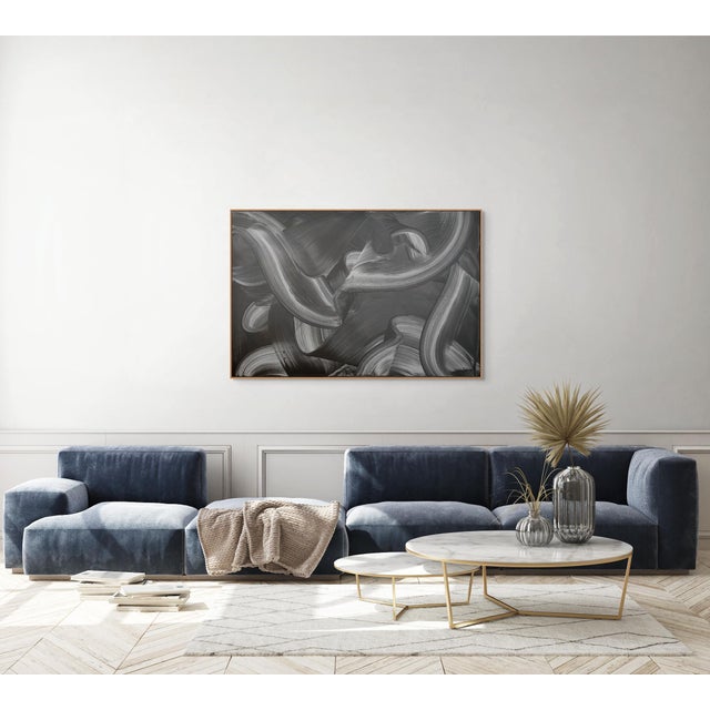 Abstract Contemporary Abstract Acrylic on Canvas "Monochrome Flowing Rhythm" by Nikolaos Schizas For Sale - Image 3 of 3