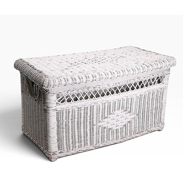 Lloyd Manufacturing Co. Vintage Wicker Trunk For Sale - Image 4 of 11