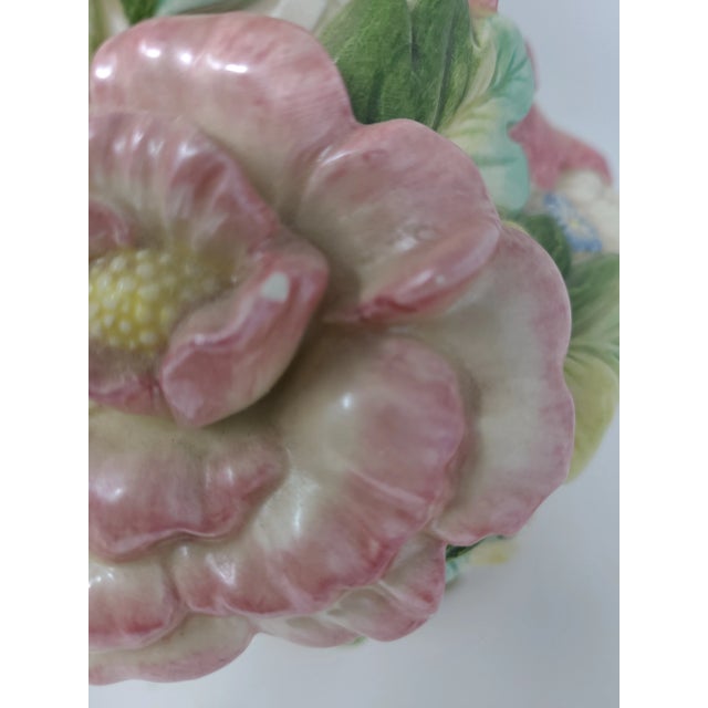 Vintage Fitz & Floyd Chrysanthemum and Tulip Footed Vases a Pair For Sale - Image 10 of 12