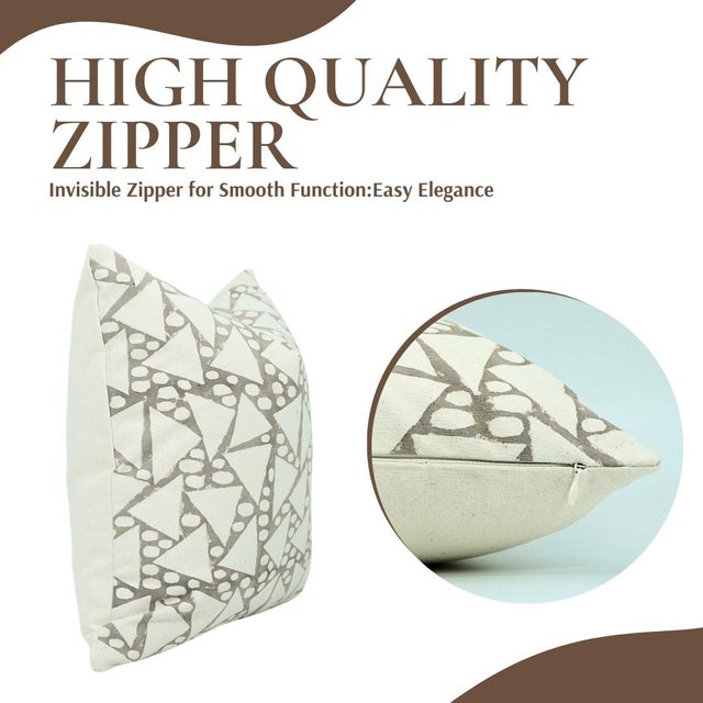 Art Deco Fabdivine Indian Block Print Cushion Cover 18x18 Inch Thick Cotton-Triangle For Sale - Image 3 of 5