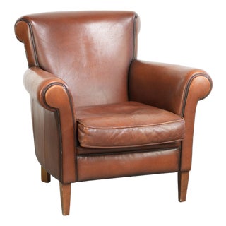 English Style Club Chair in Sheepskin Leather For Sale