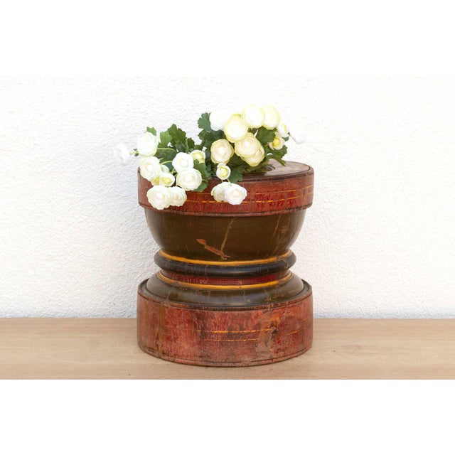 Red Large Indian Red Antique Grinder For Sale - Image 8 of 8