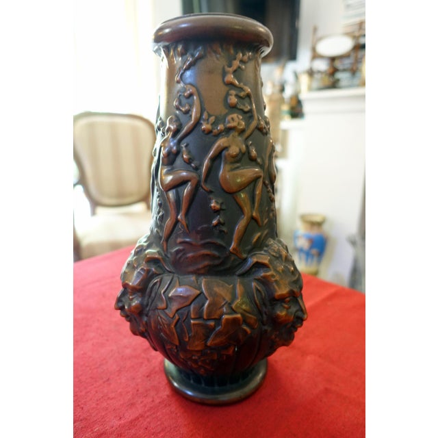 Glass Large Art Deco Brown Pâte De Verre Vase by Espaivet, 1920s For Sale - Image 7 of 7