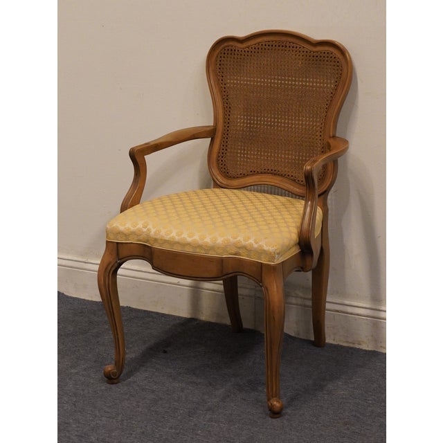 HIGH END VINTAGE Solid Beech Country French Provincial Cane Back Dining Arm Chair Cannot identify manufacturer, but...