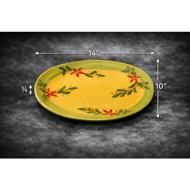Hand-Painted Southwestern Floral Ceramic Entertaining Serving Set – (Platter, Bowl & Two Plates) 4 Pieces For Sale In Los Angeles - Image 6 of 11