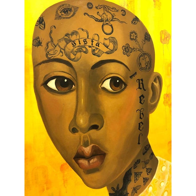 Anne Siems, Figurative Portrait with Symbolic Tattoos, 2020, Acrylic on Panel For Sale - Image 4 of 11
