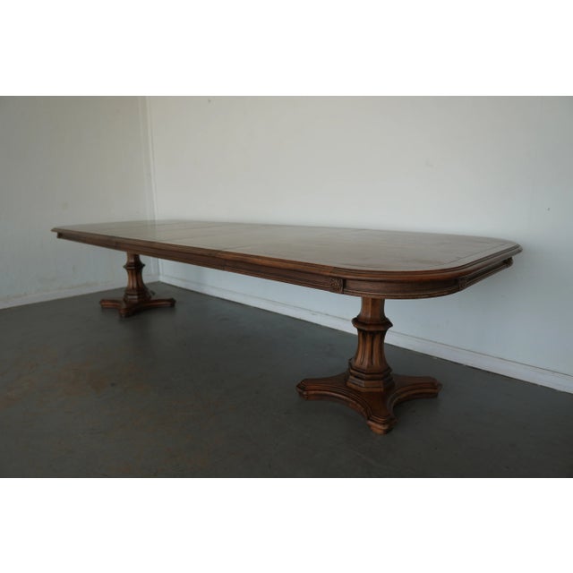 1980s Vintage Century Furniture Double Pedestal Extension Dining Table For Sale - Image 5 of 14