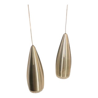 Space Age Suspension Lamps in Aluminum & Glass from Stilux, Set of 2 For Sale