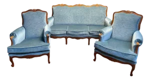 Living Room Sofa and Louis Xv Style Armchairs, Set of 3