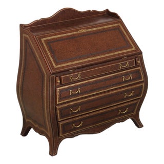 Maitland Smith Leather Wrapped Secretary Desk For Sale