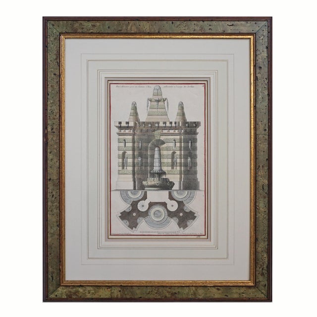 Antique French Architecture Engraving Framed Set 8 Neufforge For Sale - Image 16 of 17