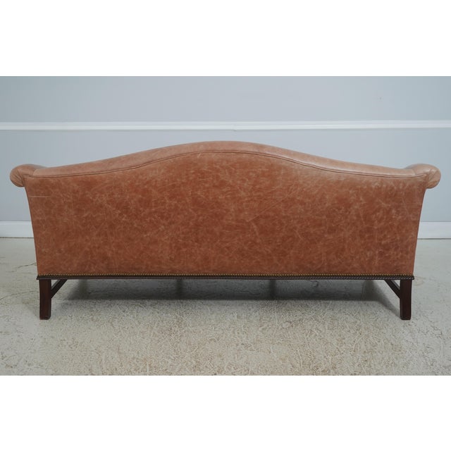Hickory Chair Co Camelback Leather Sofa For Sale - Image 16 of 18